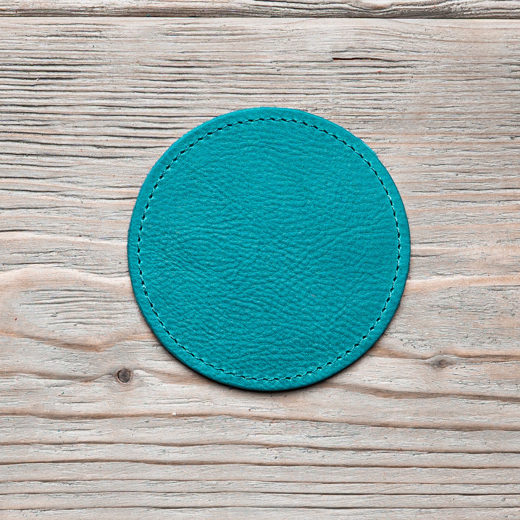 Produktbild Glasuntersetzer Leder rund blau