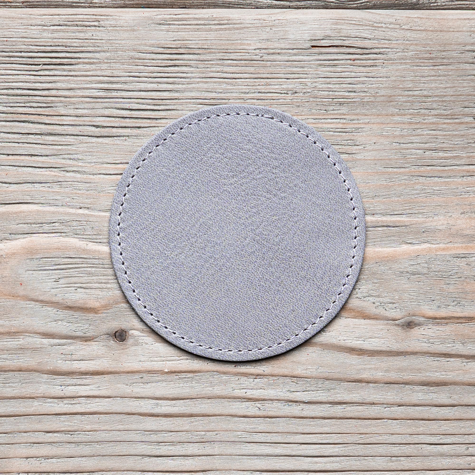 Produktbild Glasuntersetzer Leder rund grau