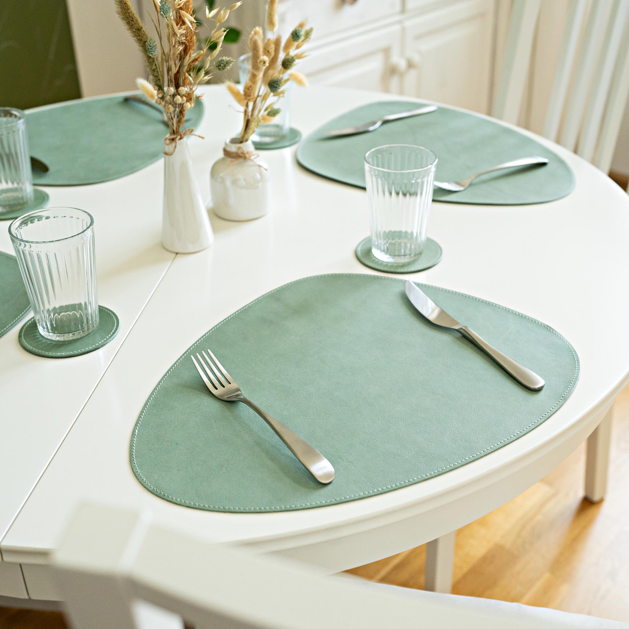 Leder Tischset Oval