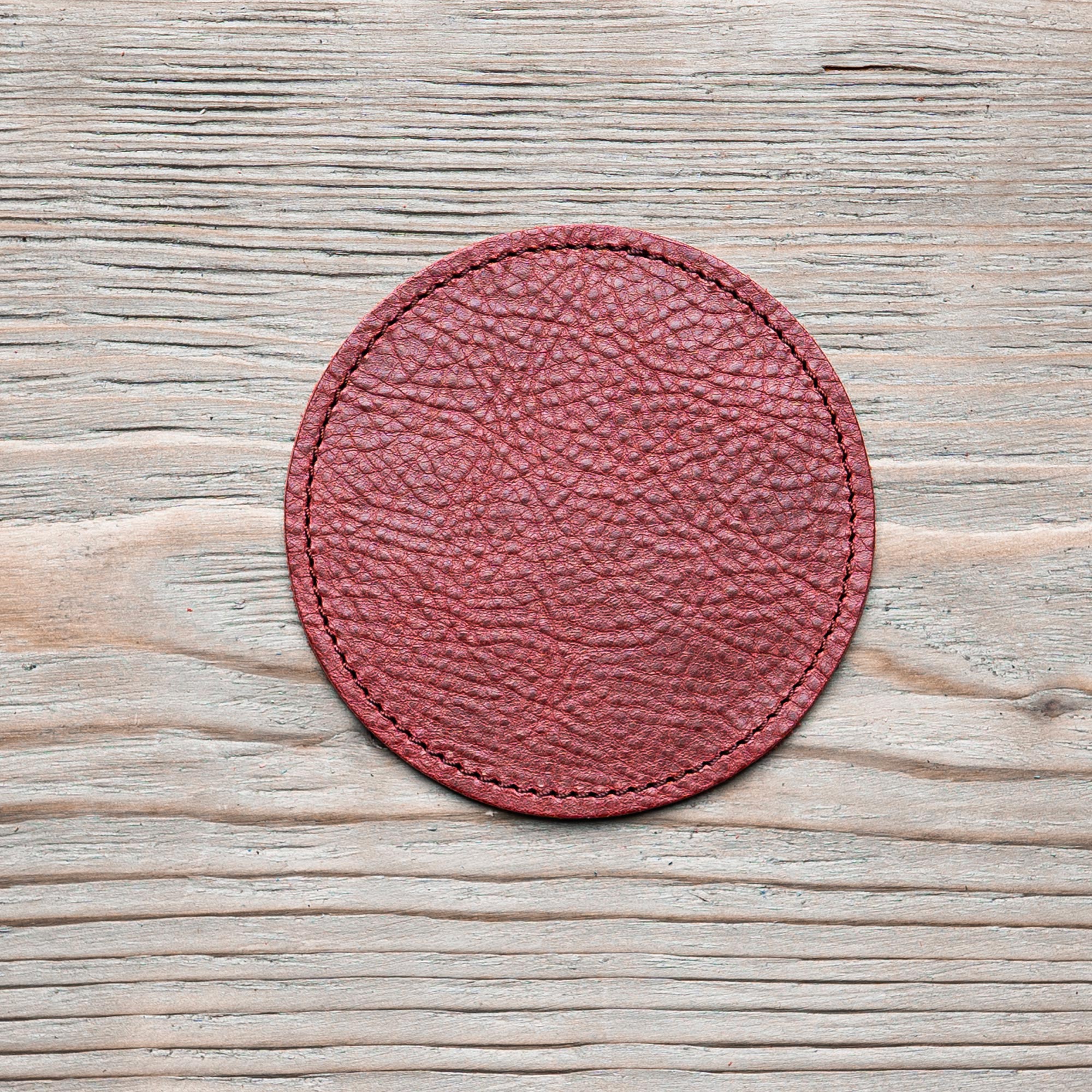 Produktbild Glasuntersetzer Leder rund rot